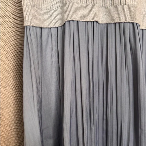 Anthropologie Women’s Light Blue Ribbed Sweater Silk Dress - Picture 3 of 4